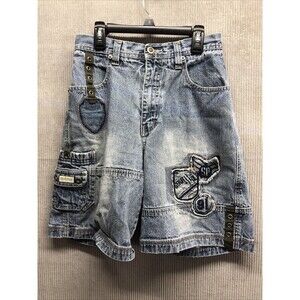 South Pole Boys Denim Shorts Size 14 Bermuda Cargo Embellished Y2K